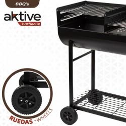 Barbacoa de Carbón con Ruedas Aktive Plástico Metal esmaltado 97 x 96 x 42 cm Negro