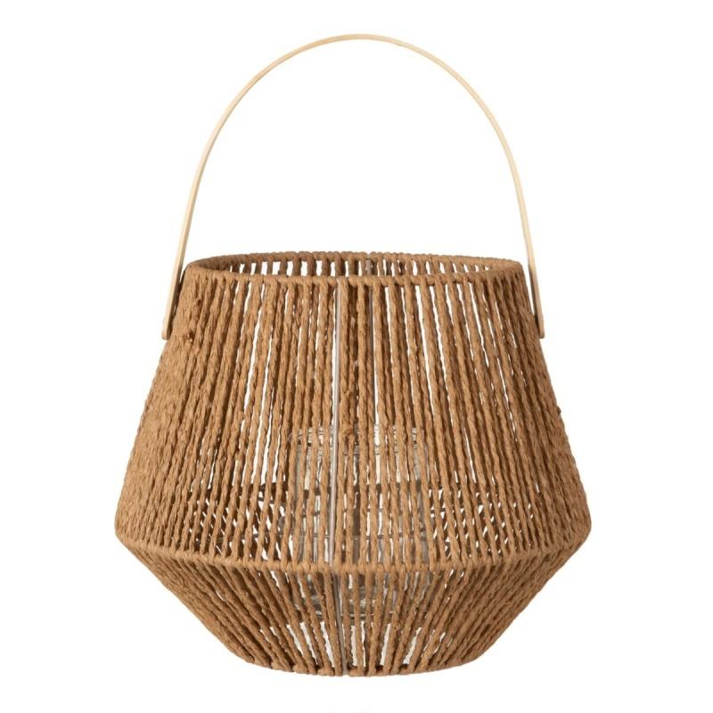 Farol 33 x 33 x 27 cm Portavelas Natural Fibra natural