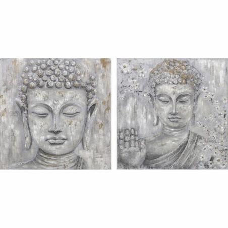 Cuadro DKD Home Decor 100 x 2,4 x 100 cm Buda Oriental (2 Unidades)