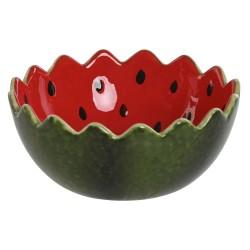 Bol para Aperitivos Home ESPRIT Rojo Verde Gres Sandía 15 x 15 x 6,5 cm