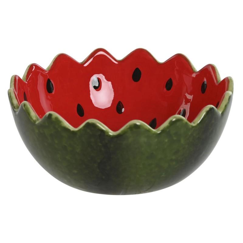 Bol para Aperitivos Home ESPRIT Rojo Verde Gres Sandía 15 x 15 x 6,5 cm