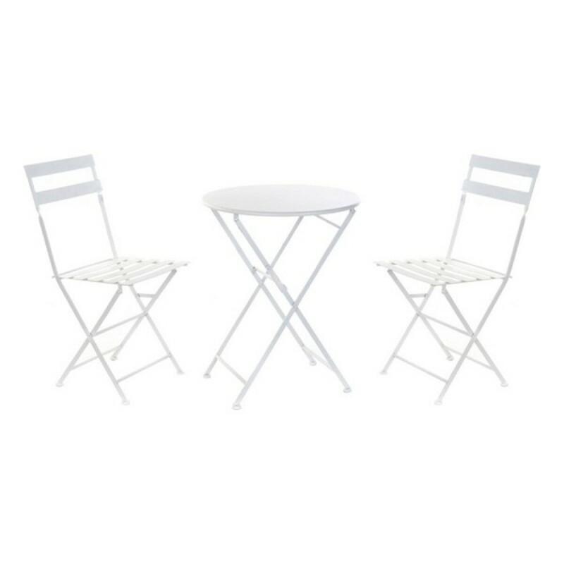 Conjunto de Mesa con 2 Sillas DKD Home Decor Blanco 80 cm 60 x 60 x 70 cm (3 pcs)