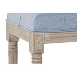 Banqueta DKD Home Decor   Azul Poliéster Lino Madera de caucho (122 x 41 x 48 cm)