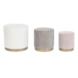 Reposapiés DKD Home Decor Blanco Marrón Rosa Dorado Madera MDF 48 x 48 x 45 cm