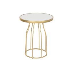 Mesa auxiliar DKD Home Decor Blanco Dorado Metal Pizarra 49 x 49 x 60,5 cm