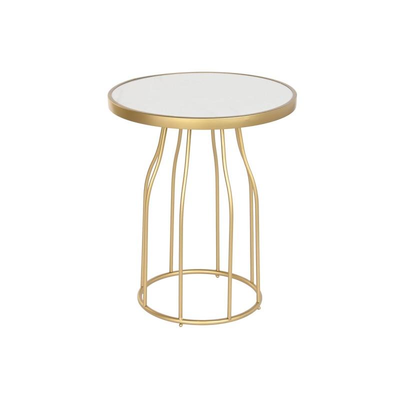 Mesa auxiliar DKD Home Decor Blanco Dorado Metal Pizarra 49 x 49 x 60,5 cm