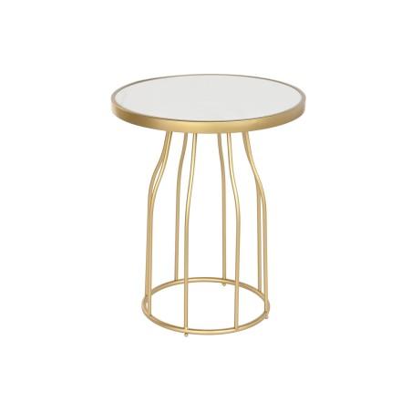 Mesa auxiliar DKD Home Decor Blanco Dorado Metal Pizarra 49 x 49 x 60,5 cm