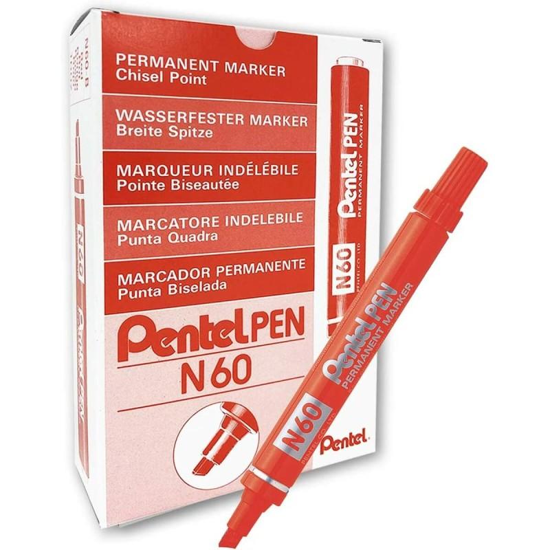 Rotulador permanente Pentel N60 Rojo 12 Piezas