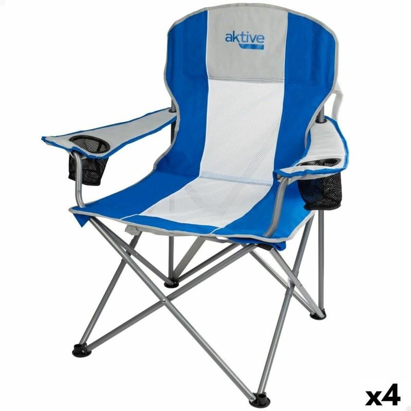 Silla Plegable para Camping Aktive Azul Gris 57 x 97 x 60 cm (4 Unidades)