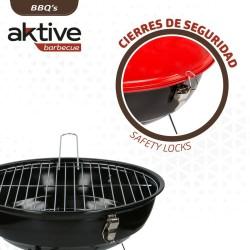 Barbacoa Portátil Aktive Metal esmaltado Ø 36 cm 36 x 44 x 36 cm (4 Unidades) Rojo