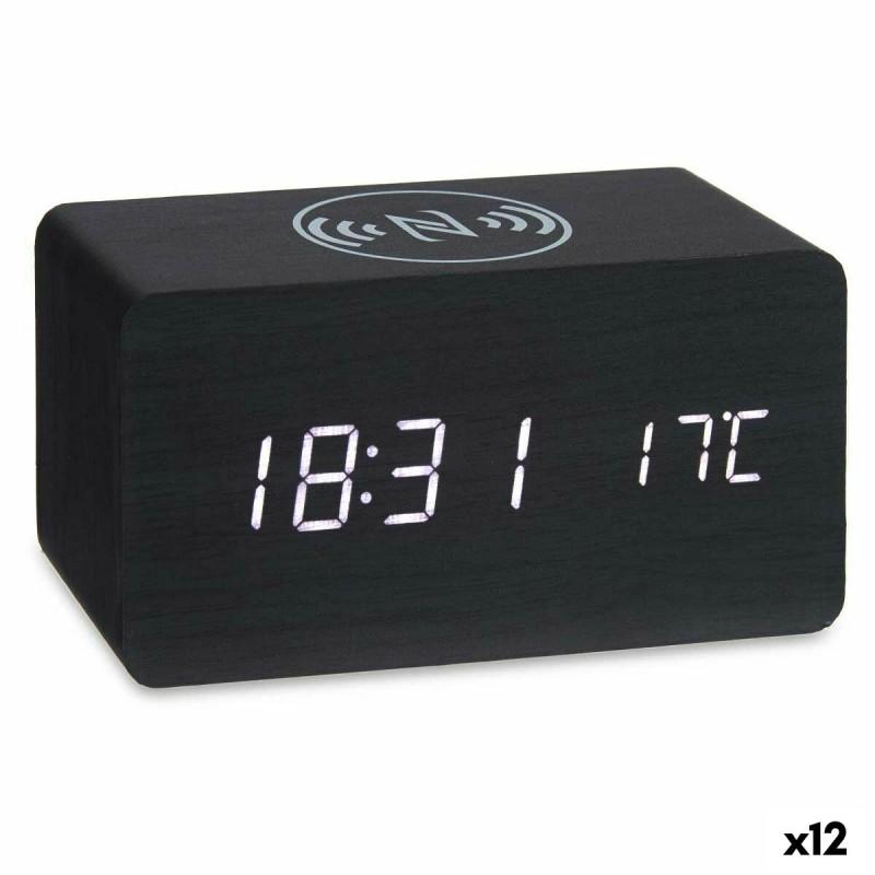 Reloj Despertador con Cargador Inalámbrico Negro