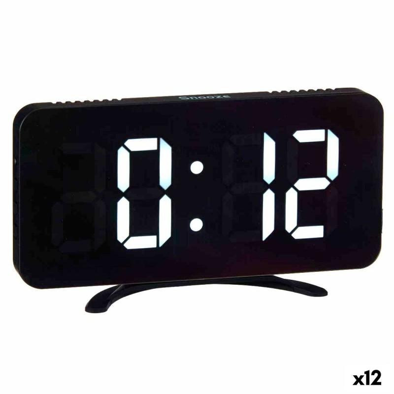 Reloj Digital de Sobremesa Negro ABS 15,7 x 7,7 x 1,5 cm (12 Unidades)