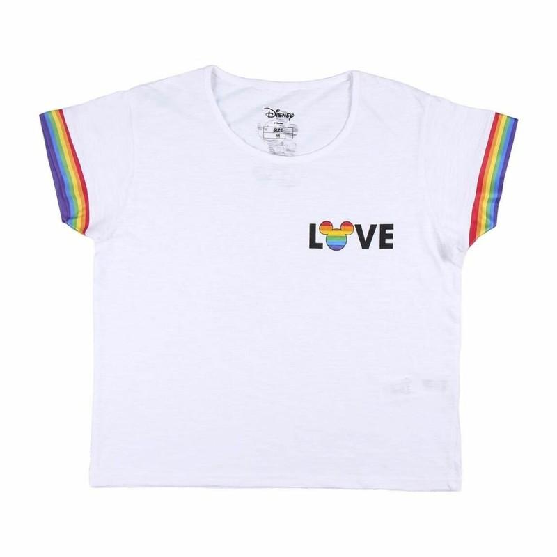 Camiseta de Manga Corta Mujer Disney Love Pride Blanco