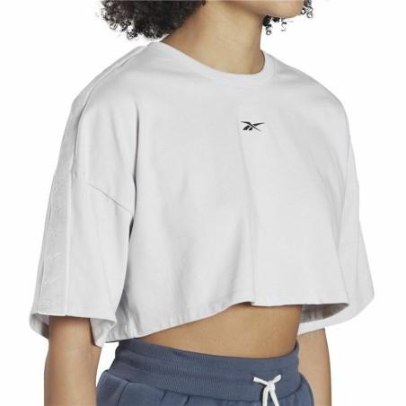 Camiseta de Manga Corta Mujer Reebok Fitness Crop Vector Velour Gris claro