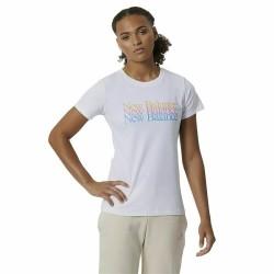 Camiseta de Manga Corta Mujer New Balance Essentials Celebrate Blanco