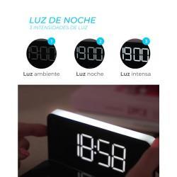 Reloj Despertador con Cargador Inalámbrico KSIX Qi Negro