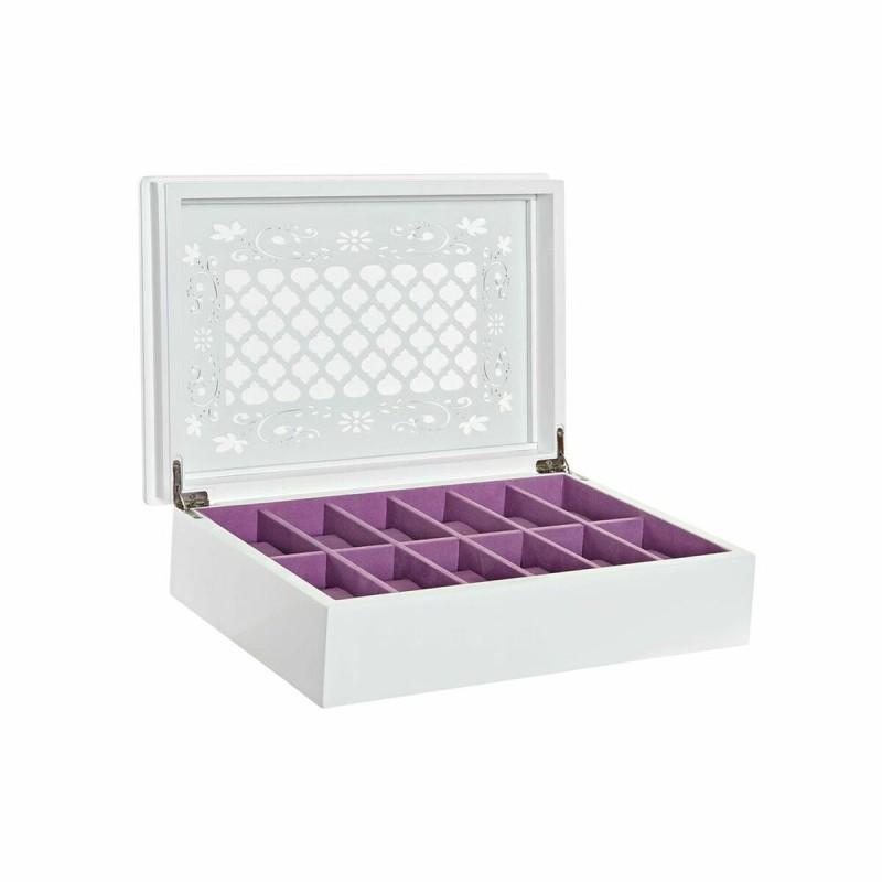 Caja-Joyero DKD Home Decor Relojes 29 x 20 x 9,5 cm Cristal Lila Blanco Madera MDF