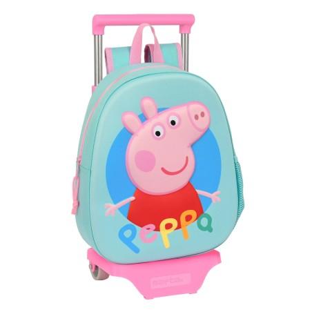 Mochila Escolar con Ruedas Peppa Pig Turquesa (27 x 32 x 10 cm)