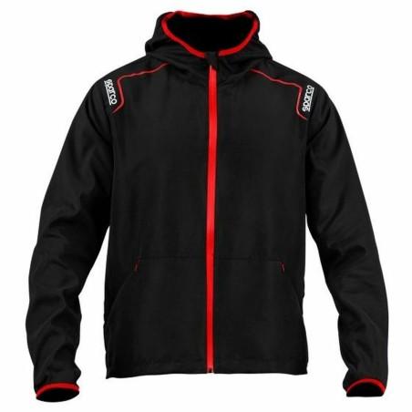 Sudadera con Capucha Sparco Cortaviento Negro