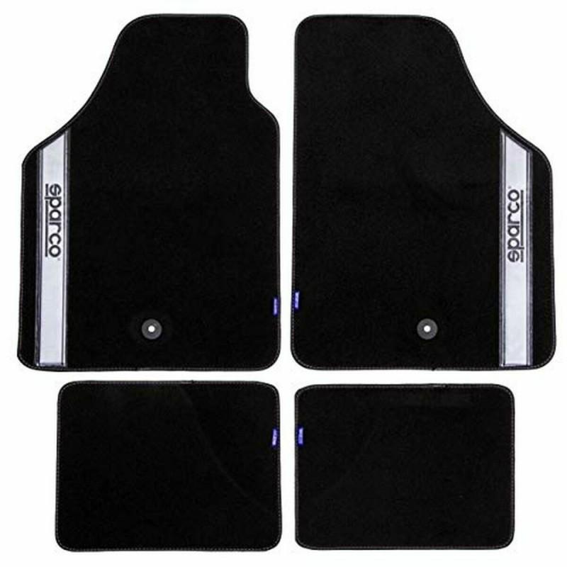 Set de Alfombrillas para Coche Sparco Negro/Plateado Gris Plateado Moqueta (4 pcs)