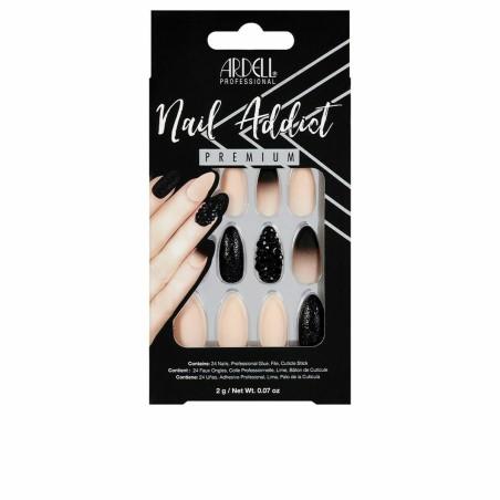 Uñas Postizas Ardell Nail Addict Black Stud & Pink Ombre (24 pcs)