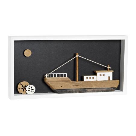 Figura Decorativa DKD Home Decor Blanco Marrón Barco 40 x 3,5 x 20 cm