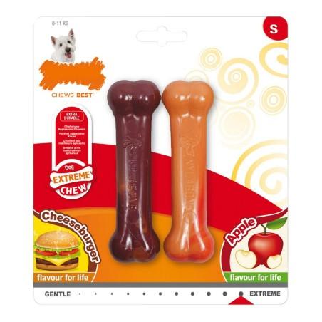 Mordedor de perro Nylabone Extreme Chew Twin Manzana Queso Hamburguesa Talla S Nylon (2 pcs)