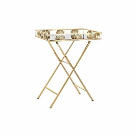 Mesa auxiliar DKD Home Decor Cristal Dorado Metal Tropical Hoja de planta (56 x 36 x 71 cm)