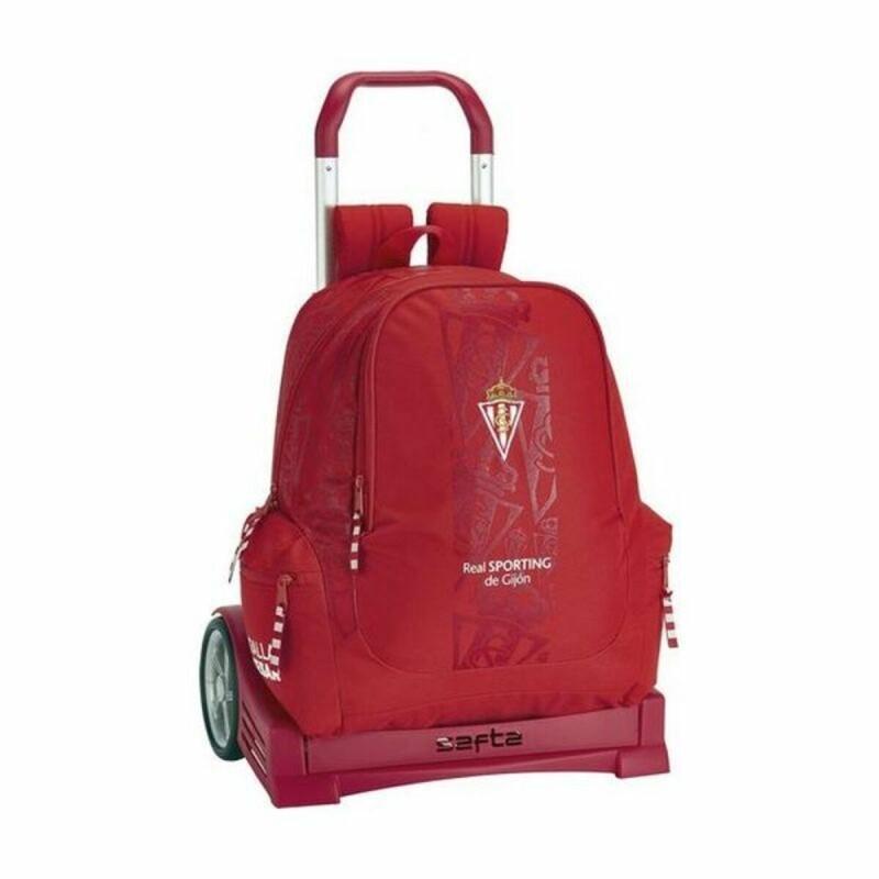 Mochila Escolar con Ruedas Evolution Real Sporting de Gijón Rojo