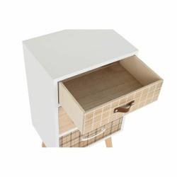 Mesita de Noche DKD Home Decor Natural Blanco Caucho Granate Madera de Paulonia 40 x 30 x 48 cm