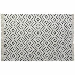 Alfombra DKD Home Decor 160 x 250 x 0,7 cm Negro Poliéster Algodón Blanco Rombos Boho