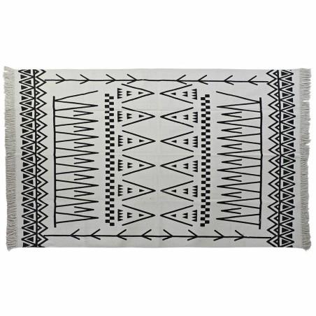 Alfombra DKD Home Decor 160 x 250 x 0,7 cm Negro Poliéster Algodón Blanco Ikat Boho