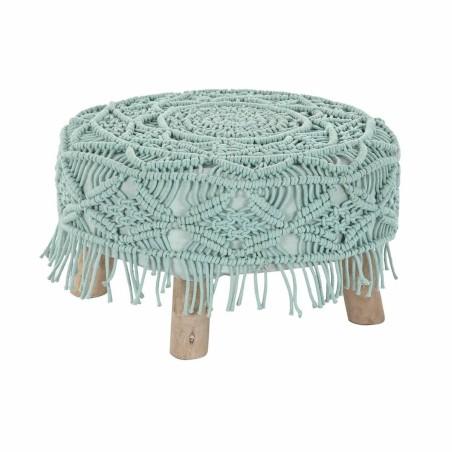 Reposapiés DKD Home Decor 53 x 53 x 31 cm Natural Madera Marrón Verde 50 x 50 x 30 cm Macramé Boho