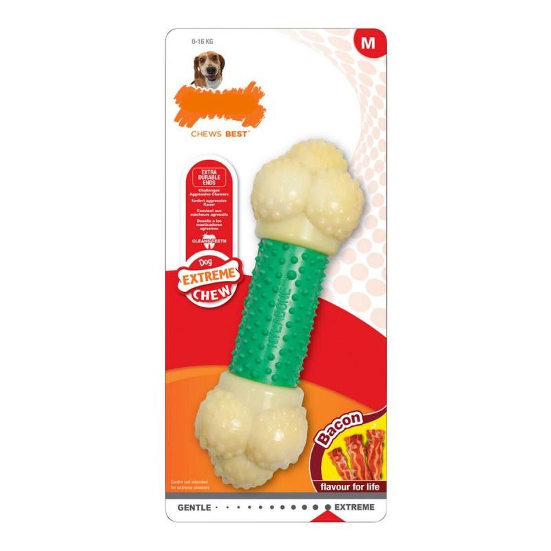 Mordedor de perro Nylabone Extreme Chew Double Action Bacon Menta 2 en 1 Goma Talla S Nylon