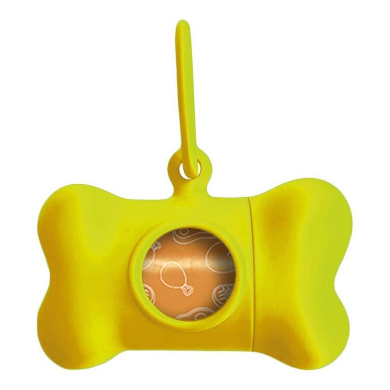 Dispensador de Bolsas para Mascotas United Pets Bon Ton Neon Perro Amarillo (8 x 4,2 x 5 cm)