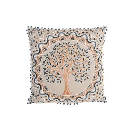 Cojín DKD Home Decor Árbol Azul Amarillo Marrón claro 60 x 20 x 60 cm