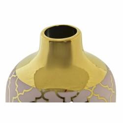 Jarrón DKD Home Decor 13 x 13 x 26 cm Porcelana Rosa Dorado Oriental Cromado