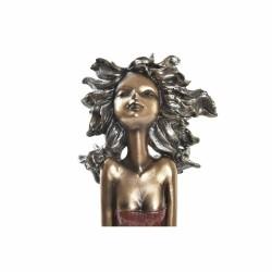 Figura Decorativa DKD Home Decor Rojo Turquesa Dorado Mujer 24 x 11 x 27 cm (2 Unidades)