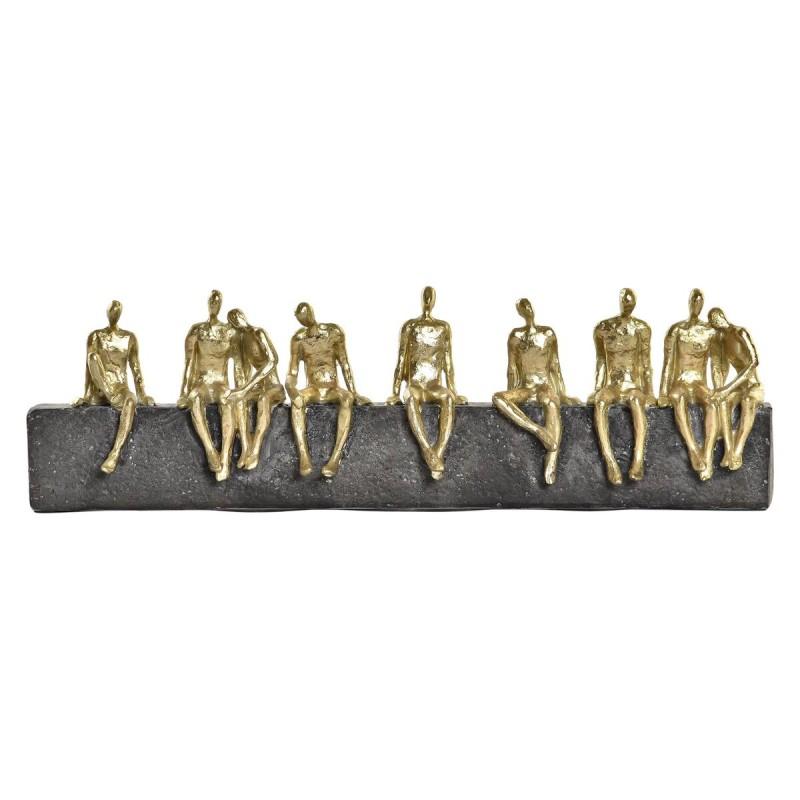 Figura Decorativa DKD Home Decor Dorado Resina Gris oscuro Personas Moderno (45,3 x 6,8 x 13,7 cm)