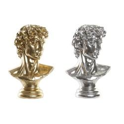 Figura Decorativa DKD Home Decor 24,5 x 17,5 x 36 cm Plateado Dorado Busto Neoclásico (2 Unidades)