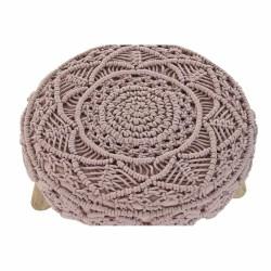 Reposapiés DKD Home Decor 48 x 48 x 30 cm Natural Madera Marrón Rosa claro Macramé Boho