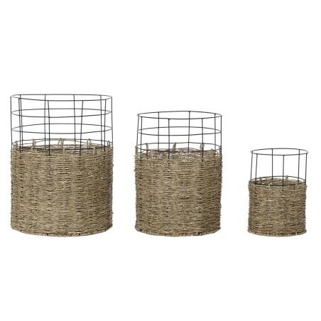 Juego de Cestas DKD Home Decor Metal Colonial Jute (35 x 35 x 45 cm)