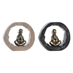 Figura Decorativa DKD Home Decor Negro Dorado Monje Oriental 20,8 x 6,5 x 18,5 cm (2 Unidades)