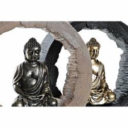 Figura Decorativa DKD Home Decor Negro Dorado Buda Oriental 20,8 x 6 x 18,5 cm (2 Unidades)