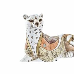 Figura Decorativa DKD Home Decor Blanco Naranja Leopardo Colonial 24 x 10 x 12 cm