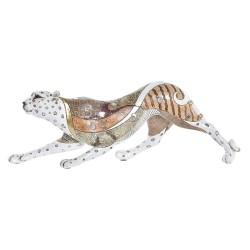 Figura Decorativa DKD Home Decor Blanco Multicolor Naranja Blanco/Naranja Leopardo Colonial 30 x 40 cm 37 x 10 x 13 cm