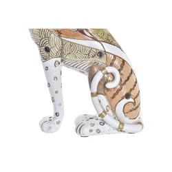 Figura Decorativa DKD Home Decor 15 x 8 x 25 cm Naranja Blanco Leopardo Colonial