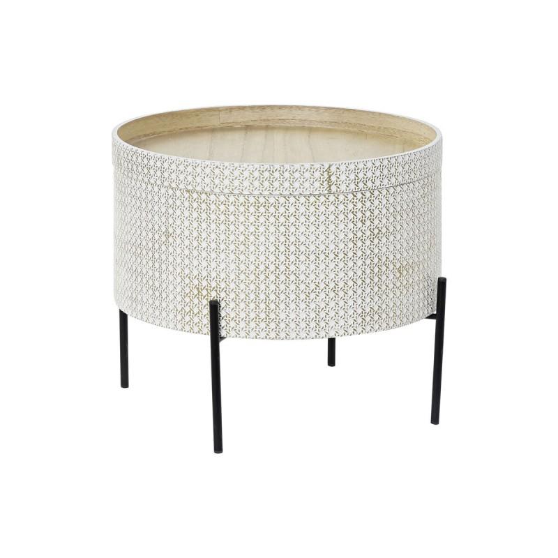 Mesa auxiliar DKD Home Decor Blanco Marrón Dorado Metal Madera MDF 45 x 45 x 39 cm