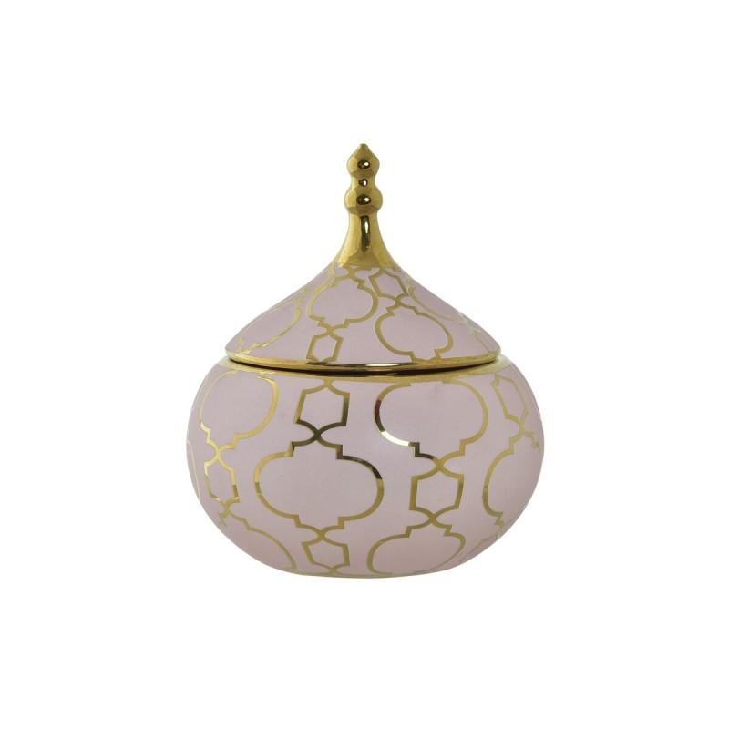 Caja-Joyero DKD Home Decor Porcelana Rosa Dorado 14 x 14 x 17 cm