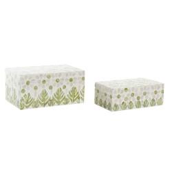 Caja-Joyero DKD Home Decor Nácar Bambú Tropical Hoja de planta (25 x 15 x 12 cm)